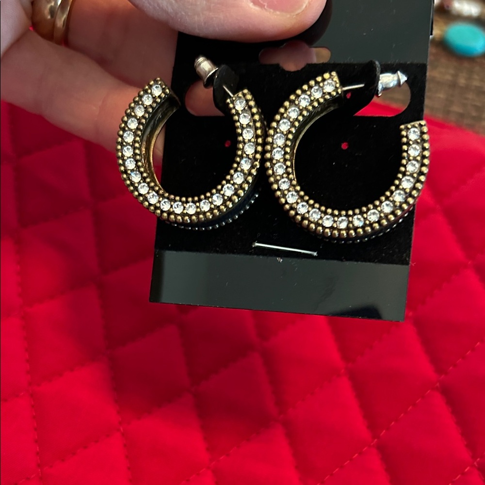Silpada Gold and Silver Crystal Hoop Earrings - Picture 6 of 6